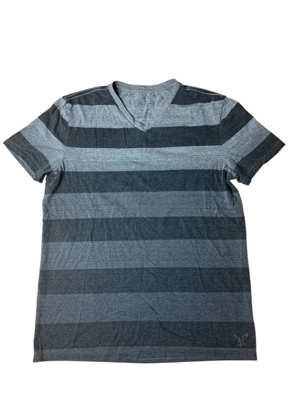 American Eagle Men’s Athletic Fit V-Neck Striped Tee Grey Medium